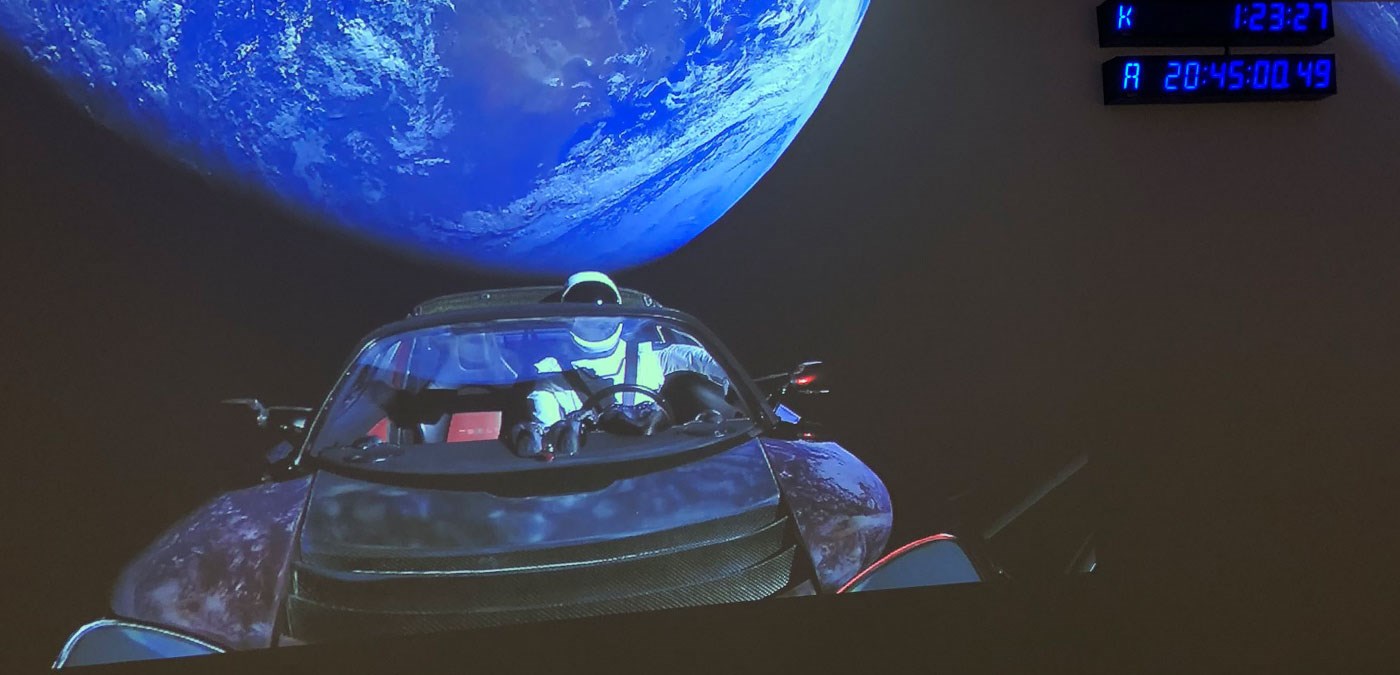 Elon Musk's Telsa Roadster Soars Into Outer Space